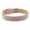 Elegant Solid Retro Suede Rhinestone Dog Collar with D-Ring Durable PU Leather Adjustable Buckle for Cats & Dogs