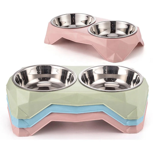 High Feet Anti-Skid Reptile Feeder Stainless Steel Bowls PP Stand Modern Waterproof Solid Rounded Cervical Vertebrae Neck
