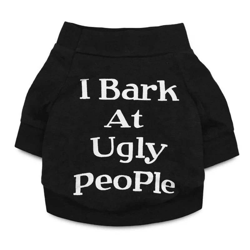 Wholesale Cheap Price Modern Eco-Friendly Cotton Dog Shirts Red/Black Funny Words I BARK UGLY PEOPLE XS-5XL Sizes Spring Summer