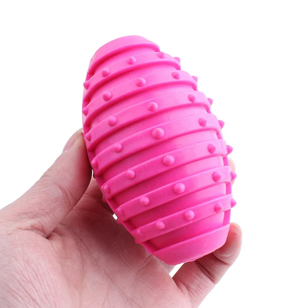 Eco-Friendly Interactive Dog Chew Toys Durable Small Animal Rugby Football Safe Non-Toxic TPR Pet Toys Packed in Bag