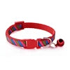 Hot Selling Reflective Diagonal Pattern Printed Pet Nylon Collar Soft Adjustable Small Bell Buckle Closure for Dogs & Cats