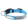 Modern Elegant Durable Sparkly Rhinestone Dog Collar ID Tag Adjustable Soft Microfiber Neckband D-Ring for Cats & Small Dogs