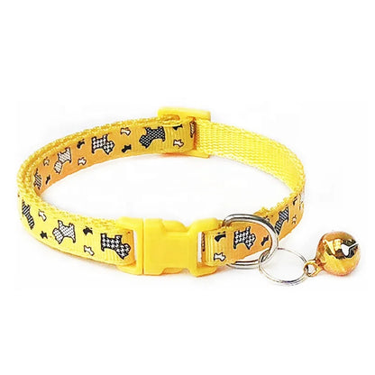 High Quality Nylon Neck Collar with Cute Print and Bell for Small Dogs Fashionable Pet Leash for Summer Spring Winter