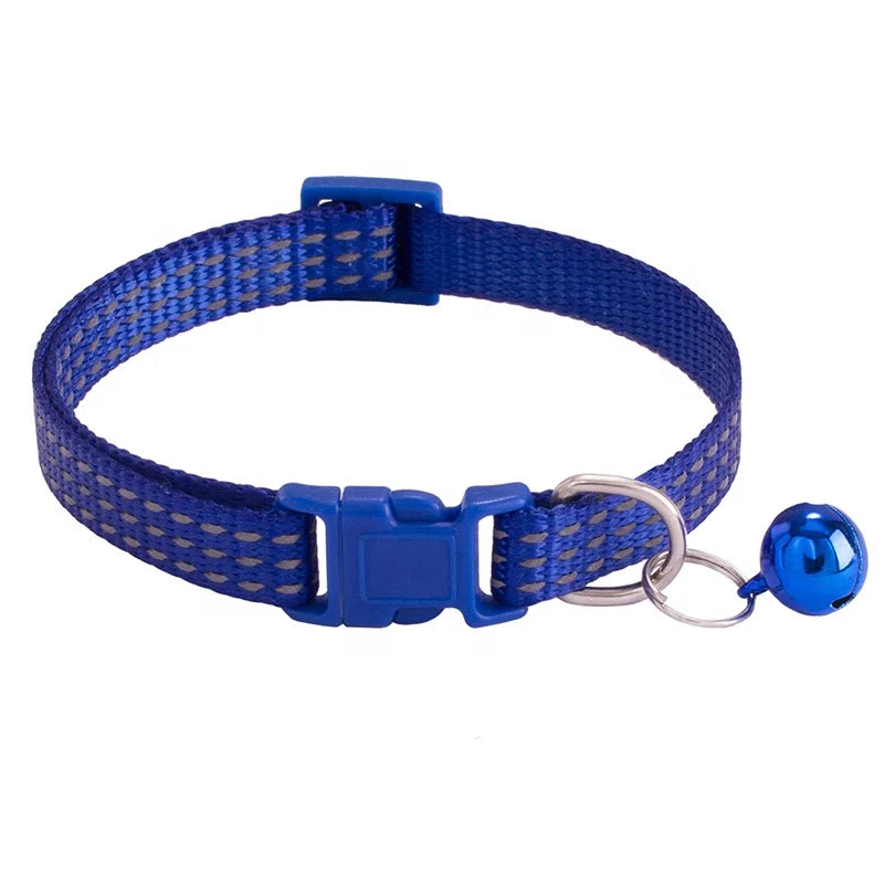 Adjustable Modern Airtag Pet Cat Collar Durable Nylon Belt Reflective Stripe Small Bell Solid Pattern Economically Priced for