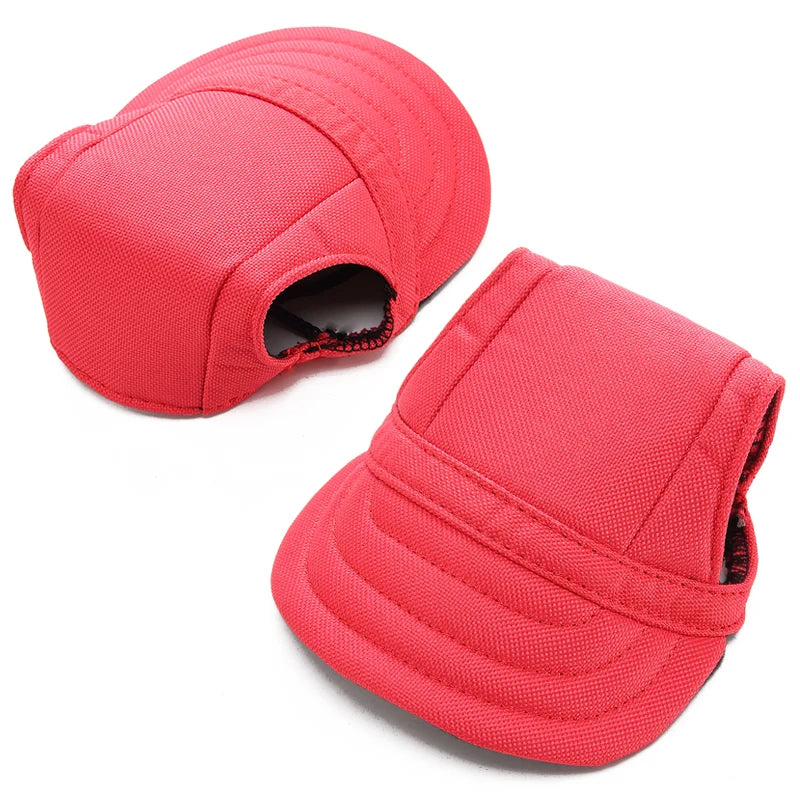 Pet Baseball Cap Adjustable Chin Strap Open Ear Design Dog Sun Visor Hat Solid Pattern Breathable Eco-Friendly Soft Canvas