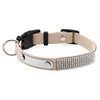 Modern Elegant Durable Sparkly Rhinestone Dog Collar ID Tag Adjustable Soft Microfiber Neckband D-Ring for Cats & Small Dogs