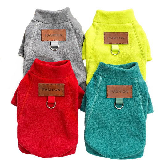 Wholesale 10 Colors Leisure Fashionable Comfortable Polyester Pet Fleece Jacket Sweater Cute Cat Clothes Harness Ring Big Dogs
