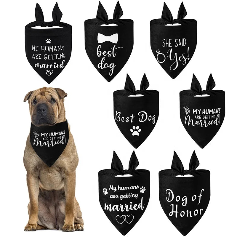 Happy Wedding Propose Marriage Custom Logo Sublimation Dog Bandana 100% Polyester for Fall Winter Summer Pet Apparel Accessory