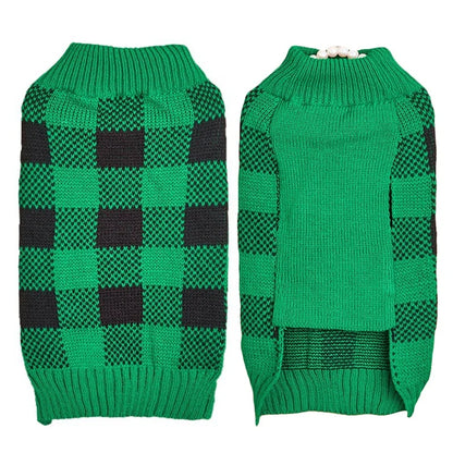 Classic Checkered Pattern Simple Sport Dog Sweater All-Match Contrast Color Designer Style Winter Pet Coat XS Size