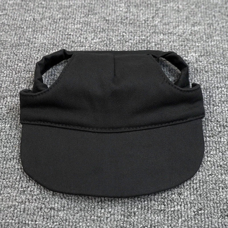 Solid Canvas Pet Sun Hat with Ear Holes-Adjustable Baseball Cap for Dogs & Cats Summer UV Protection Hair Accessories