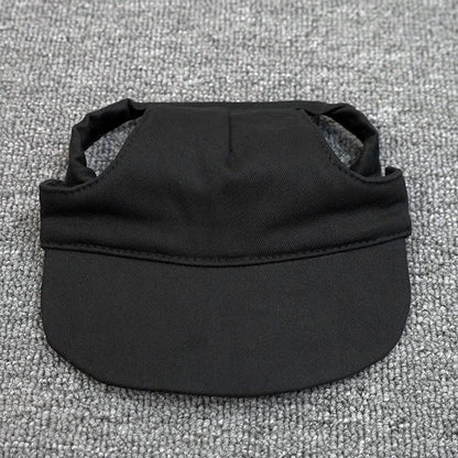 Solid Canvas Pet Sun Hat with Ear Holes-Adjustable Baseball Cap for Dogs & Cats Summer UV Protection Hair Accessories