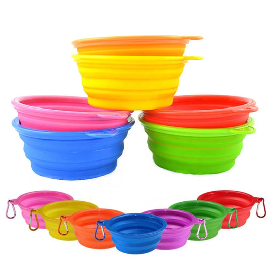 Eco Friendly Silicone Solid Modern Portable Waterproof Dog Collapsible Travel Bowls 11 Colors Available