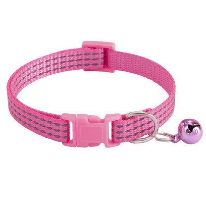 Adjustable Modern Airtag Pet Cat Collar Durable Nylon Belt Reflective Stripe Small Bell Solid Pattern Economically Priced for