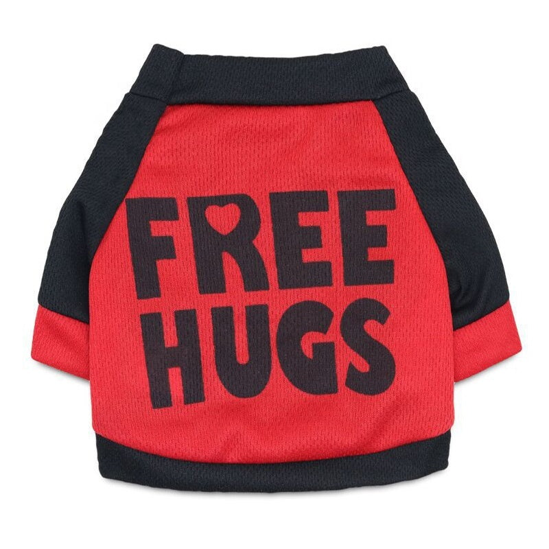 FREE HUGS Custom Words T Shirt Dogs Fashion Collision Color Pet Sweatershirt Summer/Spring Polyester Bulk Dog Shirts Print