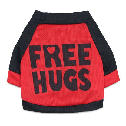 FREE HUGS Custom Words T Shirt Dogs Fashion Collision Color Pet Sweatershirt Summer/Spring Polyester Bulk Dog Shirts Print