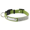 Modern Elegant Durable Sparkly Rhinestone Dog Collar ID Tag Adjustable Soft Microfiber Neckband D-Ring for Cats & Small Dogs