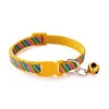 Hot Selling Reflective Diagonal Pattern Printed Pet Nylon Collar Soft Adjustable Small Bell Buckle Closure for Dogs & Cats