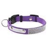 Modern Elegant Durable Sparkly Rhinestone Dog Collar ID Tag Adjustable Soft Microfiber Neckband D-Ring for Cats & Small Dogs