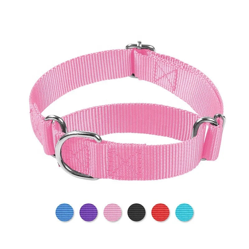 Wholesale Luxury Style Solid Nylon Pet Collars Adjustable Big Dog D-Ring Collar Cheap Pet Accessories for Training Classic Alloy