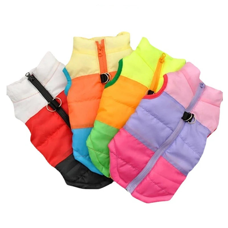 Warm Polyester Padded Leisure Mediterranean Design Dog Harness Vest Pet Winter Coat with Geometric Pattern