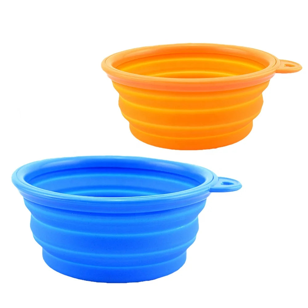 Eco Friendly Silicone Solid Modern Portable Waterproof Dog Collapsible Travel Bowls 11 Colors Available