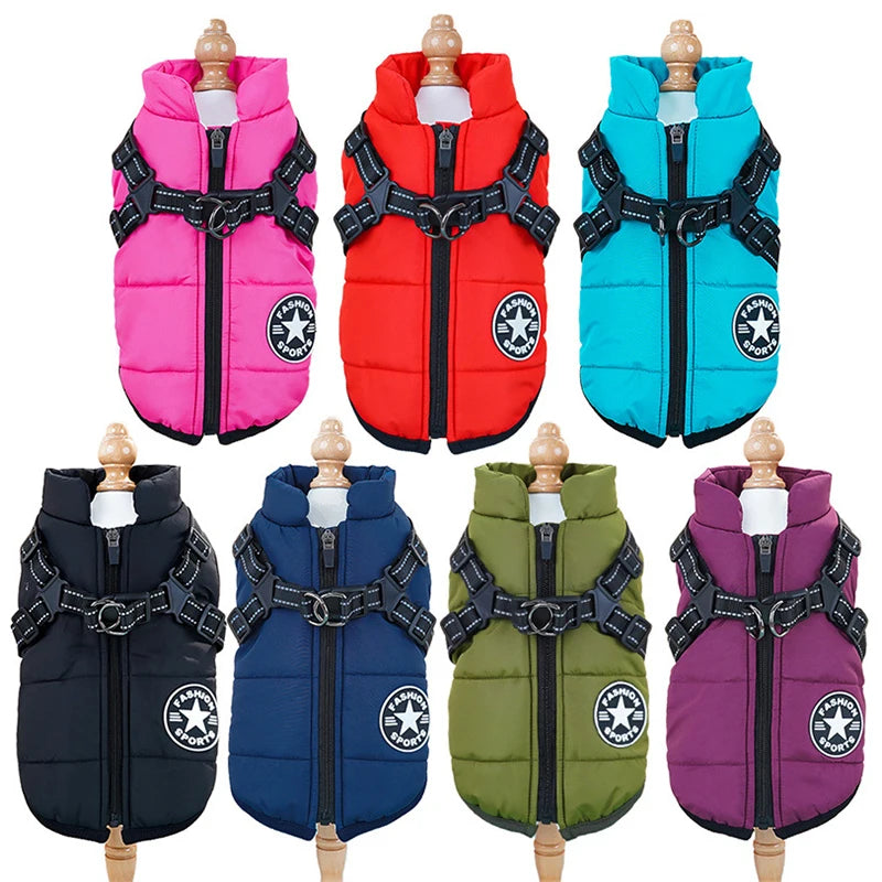 Thick Warm Winter Dog Coat Waterproof Quilted Polyester Jacket Leisure Sports Modern Nordic Design Outdoor Use Soft Fleece Lined