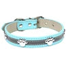 Modern Solid Reflective PU Dog Collar Paw Print Decor Durable Adjustable Pet Dogs Night Safety Design Reflective Strip