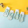 Cute Cartoon Duck Paw Anti-Slip Rubber Dog Socks Fashion Style Waterproof Pet Sock Shoes with Grip Knitted Animal Pattern
