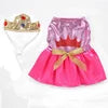 GorisPet Luxury Cute Pink Princess Dog Dress XL Polyester Pet Clothes Crown Headband Winter Summer Spring Solid Printed Coat