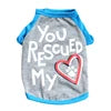 Cute Polyester Dog Summer Vest with Print Small Pet Clothes Featuring Lettering "YOU RESCUED MY HEART" for Spring Season
