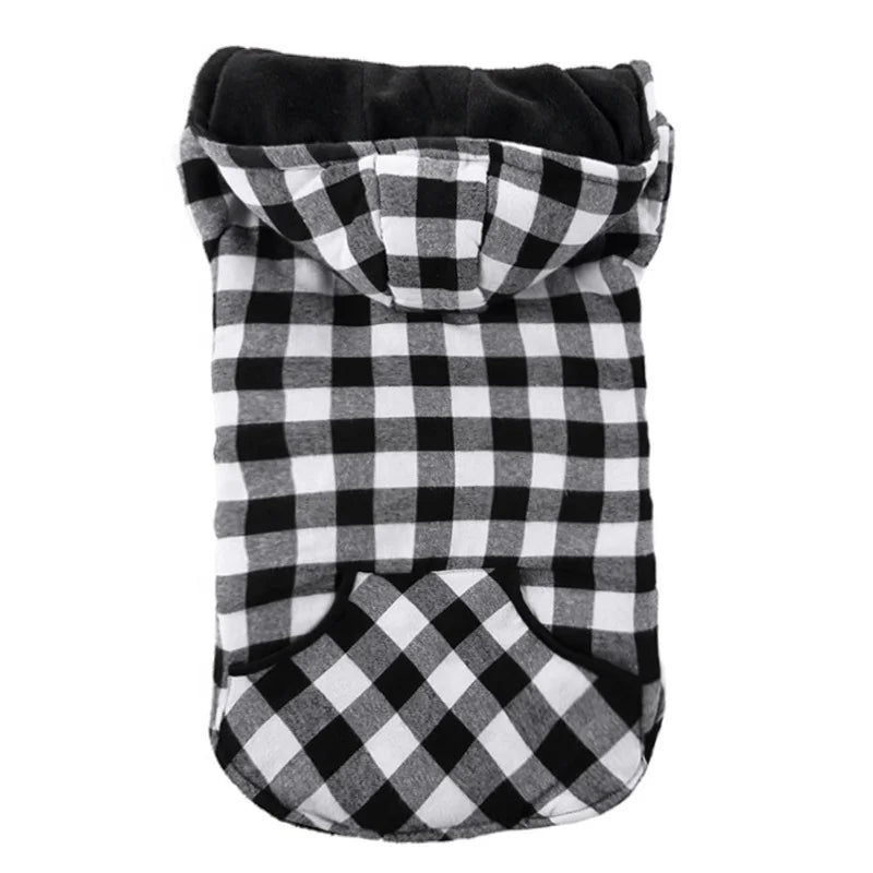 Classic Grid Luxury Cotton Padded Polyester Winter Coat for Big Dogs XL/XXL Autumn Season Pet Apparel with Harness Hole Leash