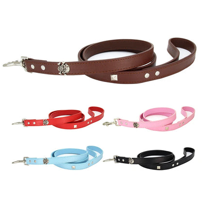 Wholesale GorisPet Luxury Punk Fashion Dog Leash Skeleton Skull Bone Decoration PU Material Solid Pattern Metal Ornaments