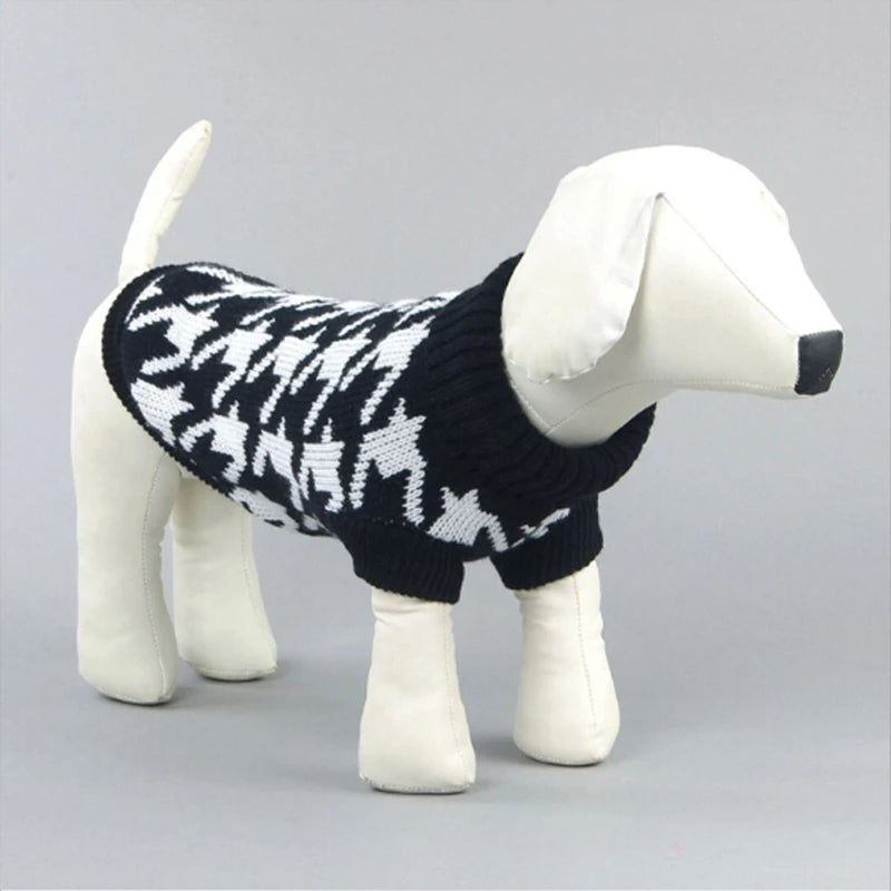 Fashionable Classic Elastic Durable Free Knitting Dog Sweater Houndstooth Acrylic XXL Winter Autumn XS XL Sizes Hand Pet Clothes