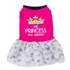 Cute Pink Polyester Princess Cut Small Dogs Wedding Dress with Animal Print XS S M L Sizes Spring Summer Coat