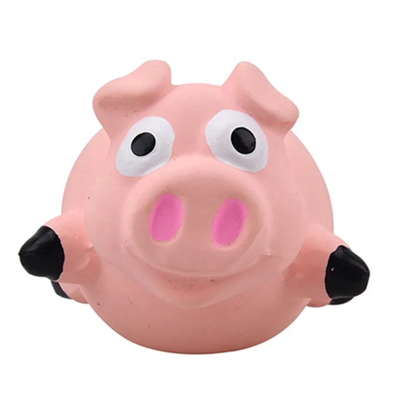Eco-Friendly Cartoon Cute Pig Shaped Latex Waterproof Dog Chew Toy with Squeaker