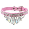 Luxury Blingbling XS Size Solid Pattern Cat Dog Collars Elegant Rhinestone Sparkling Jewel Beaded Charms for Spring Summer