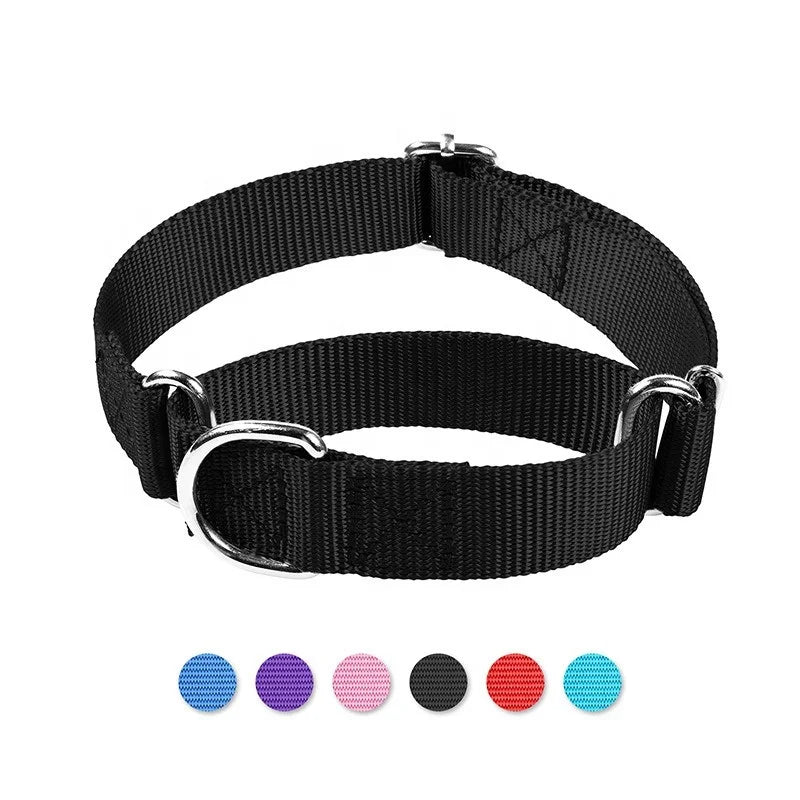 Wholesale Luxury Style Solid Nylon Pet Collars Adjustable Big Dog D-Ring Collar Cheap Pet Accessories for Training Classic Alloy