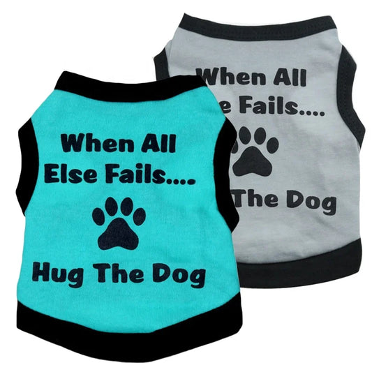 Luxury Summer Cool Pet T-Shirt Apparel with Cute Paws Hugging a Dog Modern Print for Spring Season
