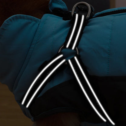 Wholesale Dog Winter Leisure Jacket Warm Quilted Fleece Polyester Coat Reflective Strips D-Ring Leash Waterproof for Outdoor Use
