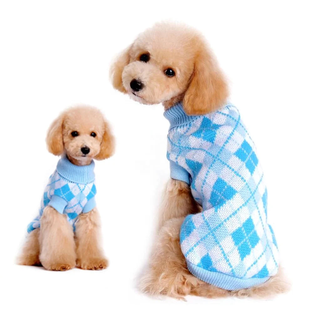 Hand Crochet Acrylic Geometric Pattern Winter Dog & Cat Sweater Durable Elastic Farmhouse Modern Design XS-XXXL Sizes