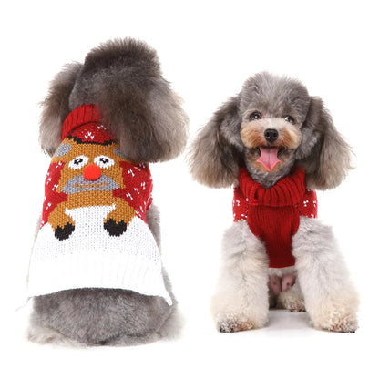 Luxury Winter Sweater for Dogs Cute 3D Reindeer Printed Fall Season Acrylic and Fleece Pet Clothes