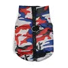 Warm Polyester Padded Geometric Mediterranean Pink Green Camouflage Service Dog Harness Vest Pet Winter Coat