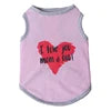 Pet Dog Vest 'I Love You Mom Dad' Printed Cotton-Polyester Tank Top Cute Heart Design Comfortable Modern Simple Small