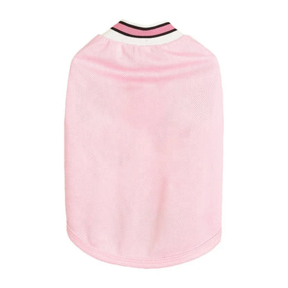 Breathable Polyester Mesh Fabric Sport Style Animal Print Pet Summer Shirt Solid Color Dog Shirts Custom Logo Acceptable