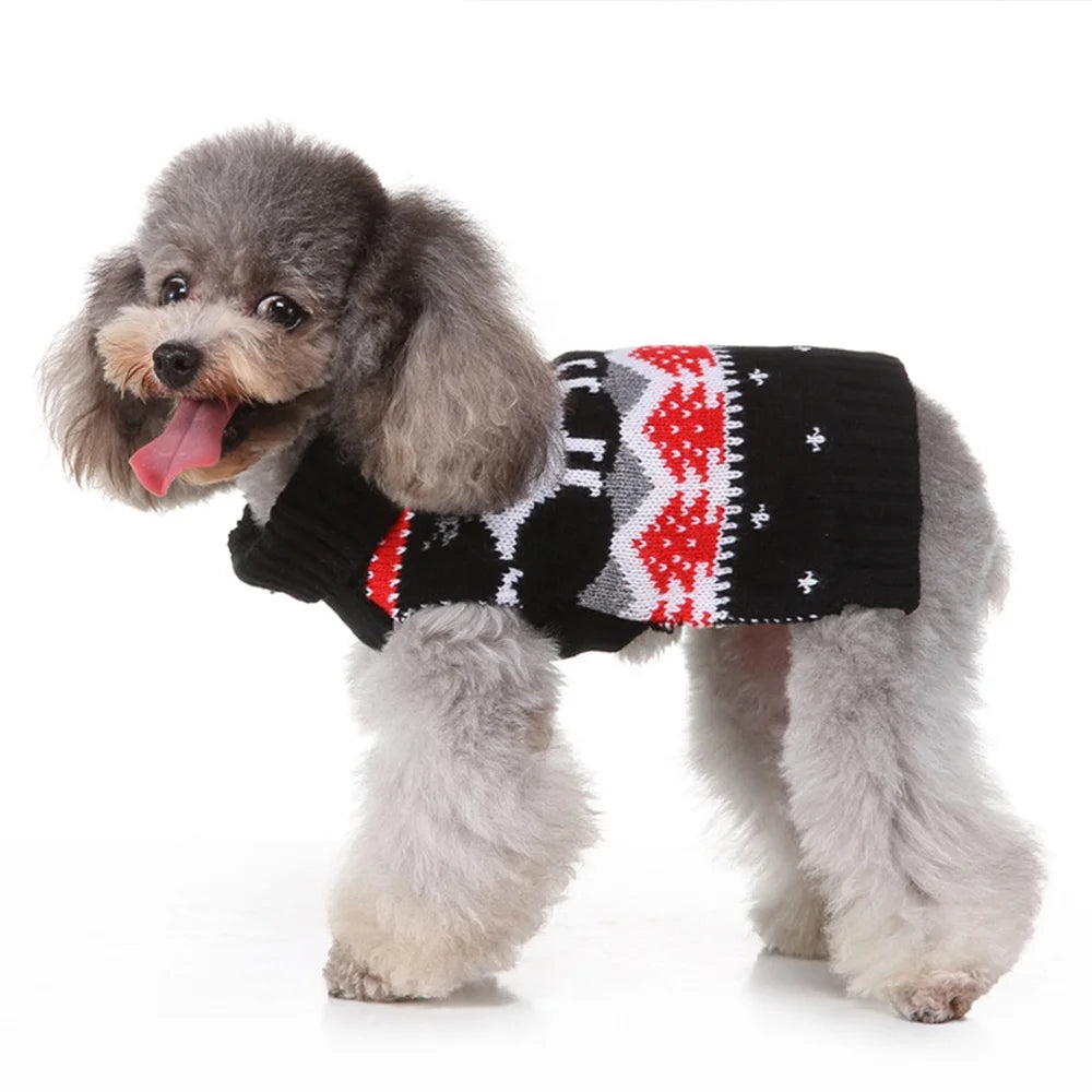Classic Animal Reindeer Print Acrylic Dog Christmas Sweater Small to XXL in Shirt Style for Winter & Summer Use