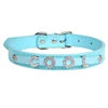 Wholesale Custom Waterproof Dog Collar Solid Color PU Leather Rhinestone Name Letters DIY Personalized Pet Collar Small