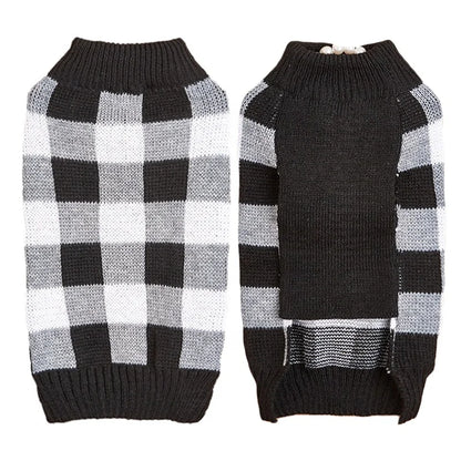 Classic Checkered Pattern Simple Sport Dog Sweater All-Match Contrast Color Designer Style Winter Pet Coat XS Size
