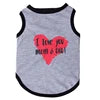 Pet Dog Vest 'I Love You Mom Dad' Printed Cotton-Polyester Tank Top Cute Heart Design Comfortable Modern Simple Small