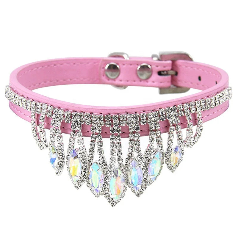 Luxury Blingbling XS Size Solid Pattern Cat Dog Collars Elegant Rhinestone Sparkling Jewel Beaded Charms for Spring Summer