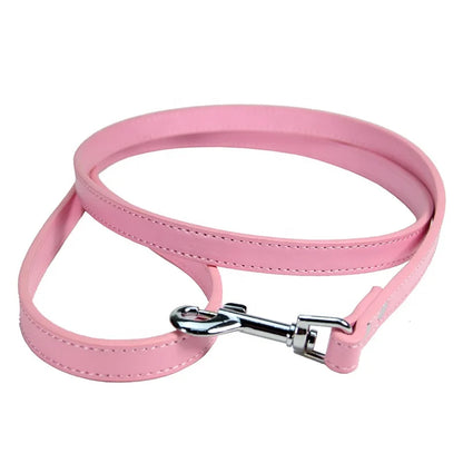 Durable Luxury Dog Walking Lead Simple Solid Candy Colors 16 PU Slip Pet Leash Flat Strap Metal Snap Hook